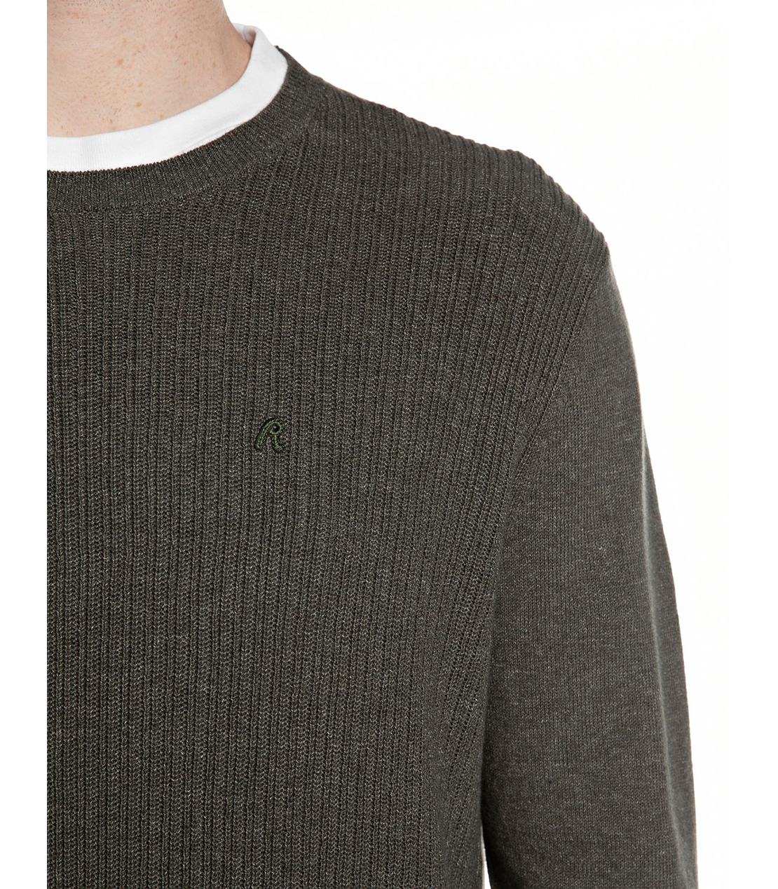 デニムエフェクトクルーネックセーター 詳細画像 モスグリーン 4